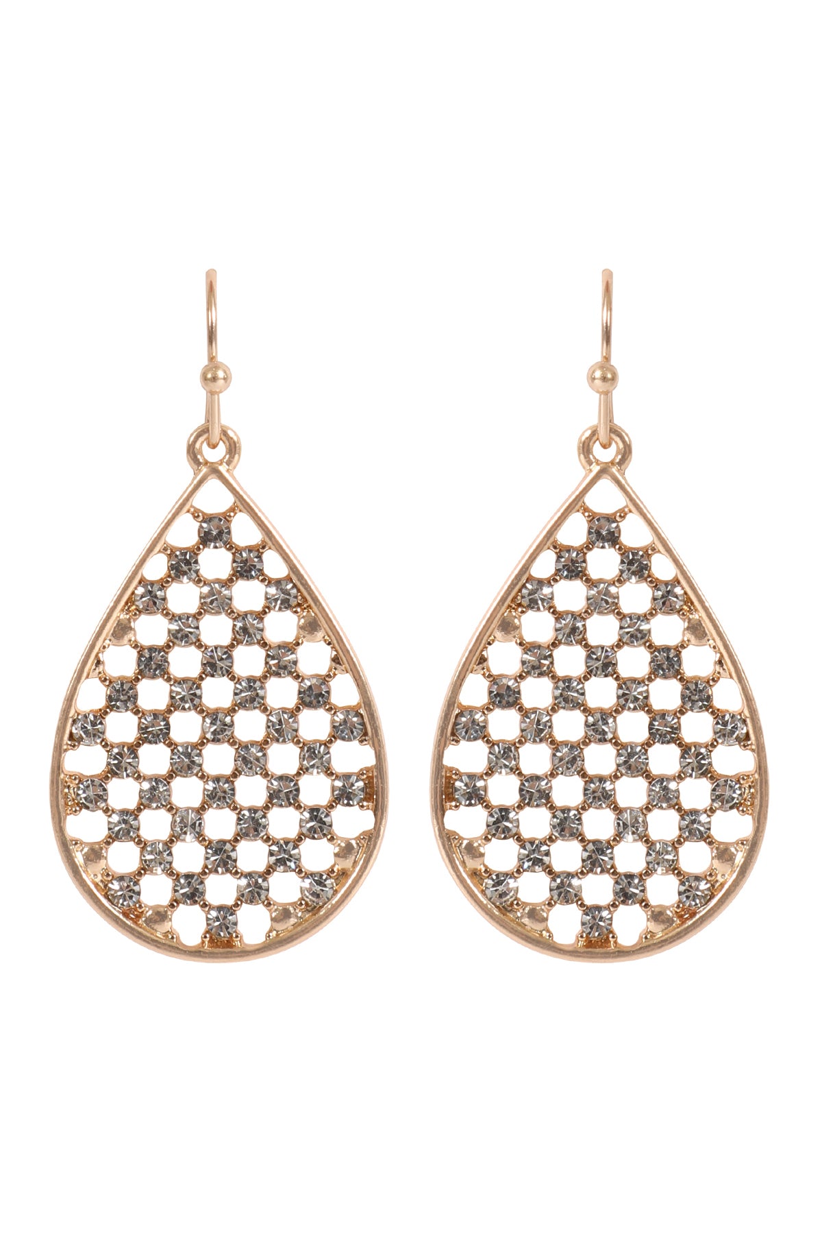 Teardrop Pave Rhinestone Hook Earrings