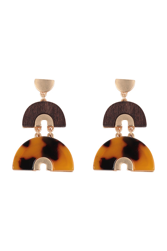 Acetate Wood Arcdh Layered Drop Earring