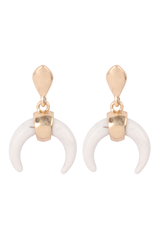 Semi Stone Horn Post Earrings