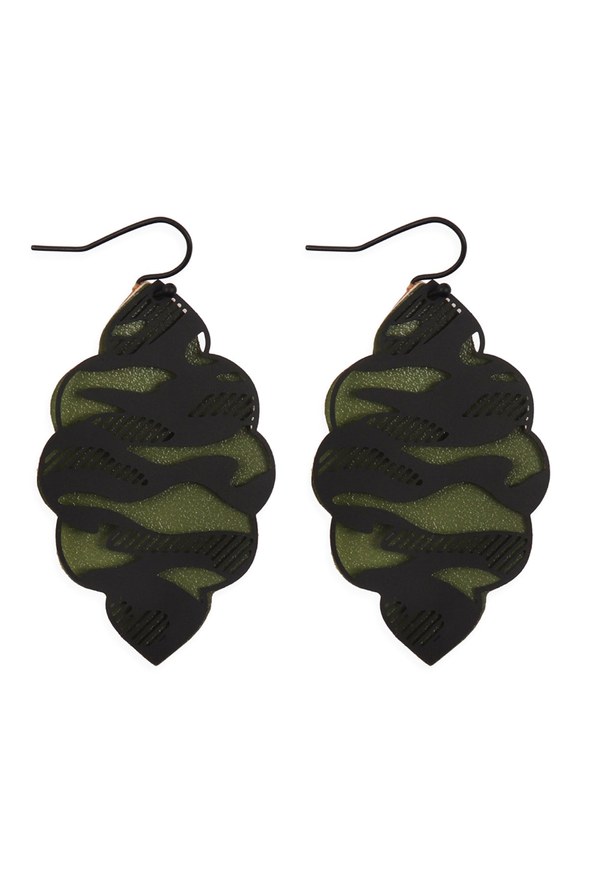 Black Green Camouflage Mar2uise Layered Hook Earrings
