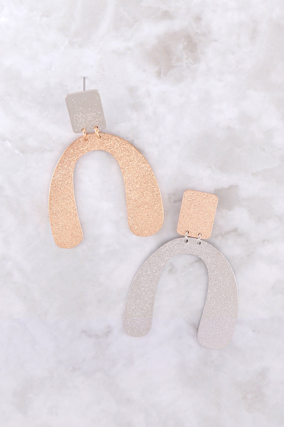 Sand Textured "U" Upside Down Post Earrings