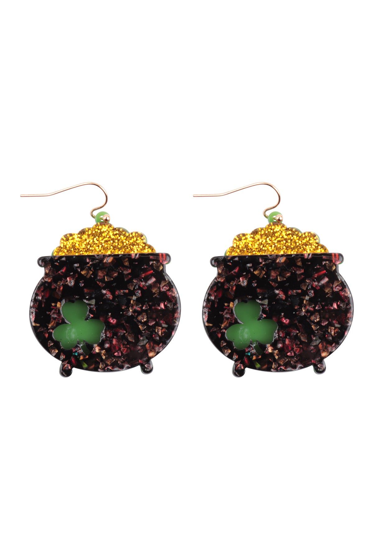 Pot Of Gold Acetate Hook Earrings Multicolor