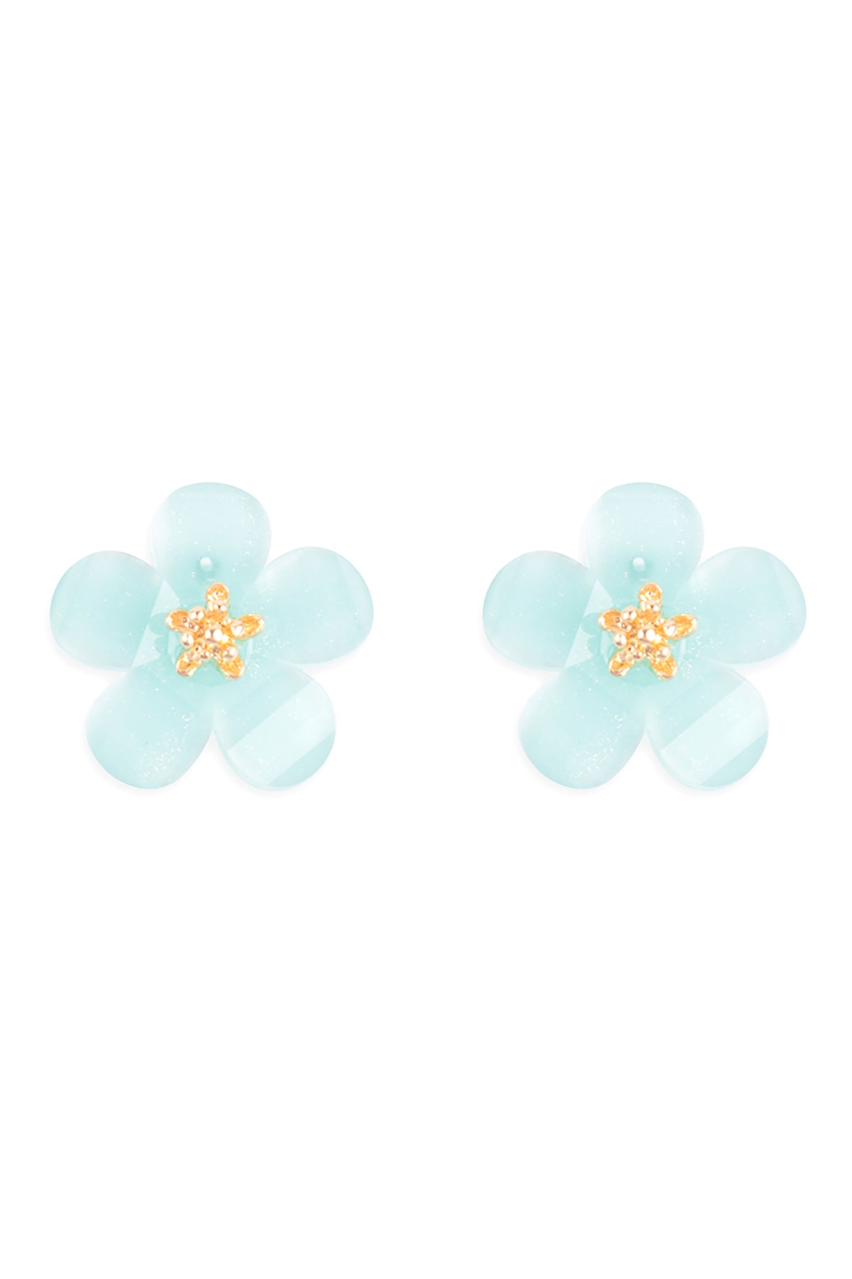 Resin Flower Stud Earrings Mint