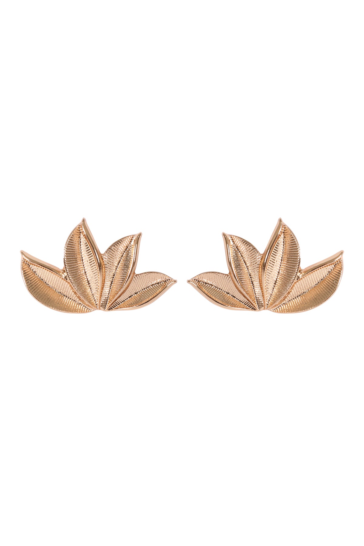 Four Leaves Fan Shape Metal Stud Earrings