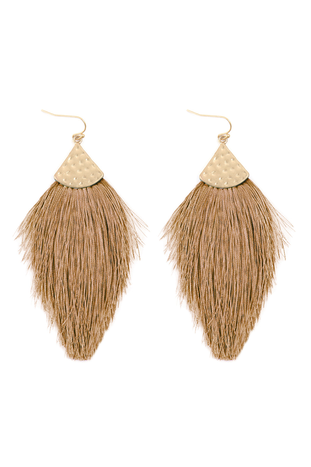 Thread Tassel Drop Earrings Light brown