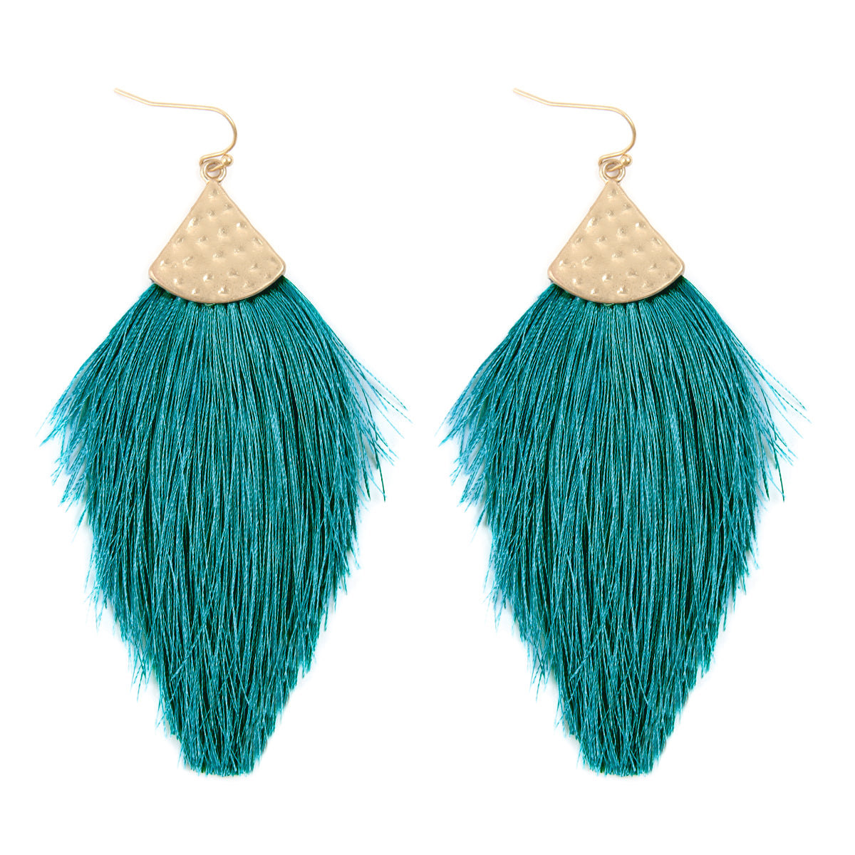 Thread Tassel Drop Earrings Teal