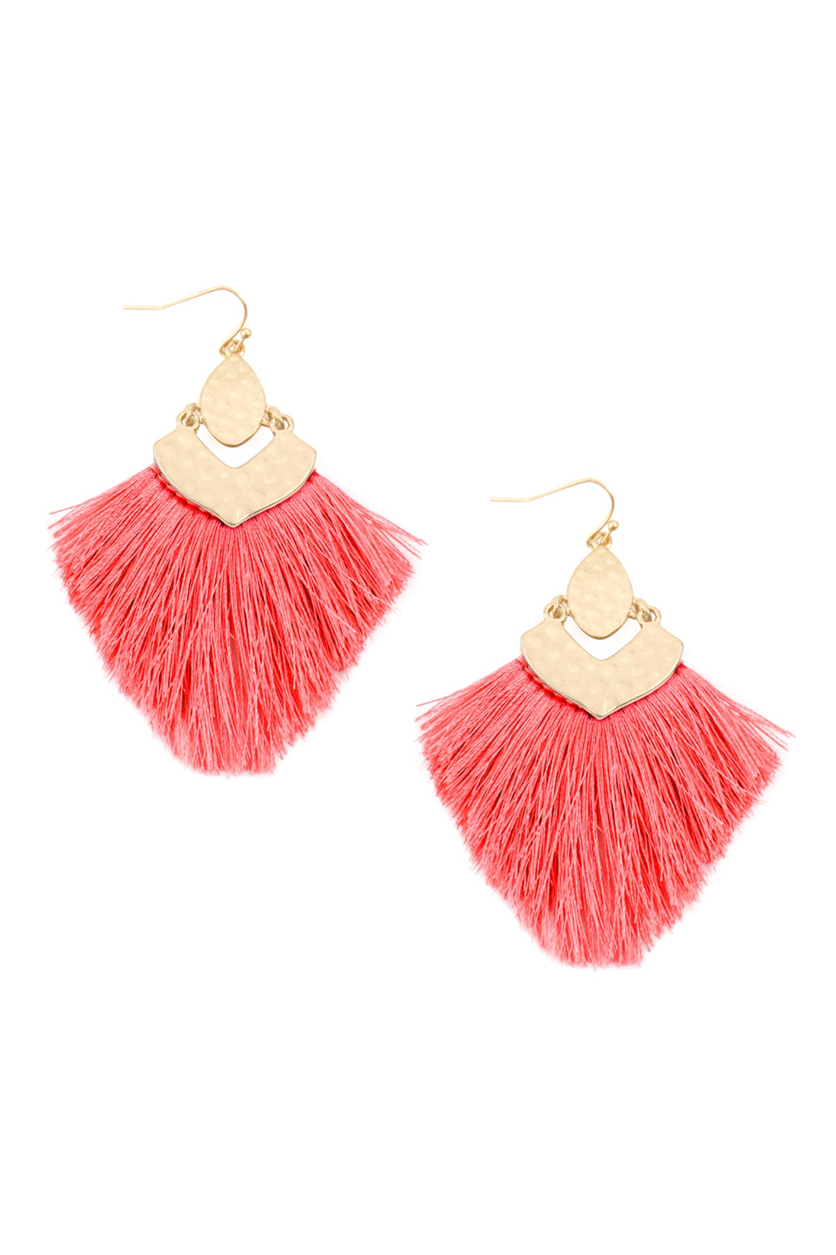 Coral Fringe Tassel Drop Earrings