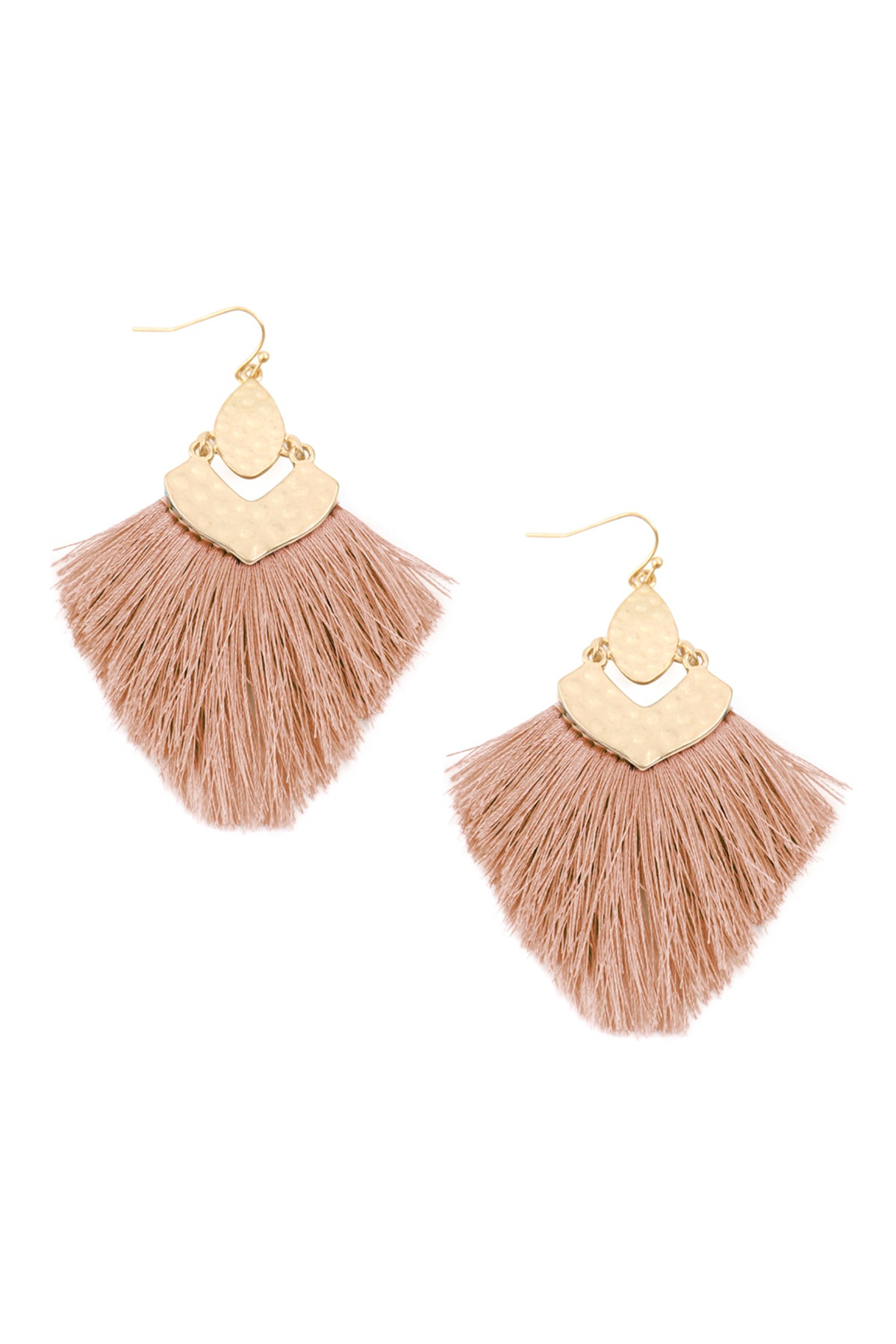 Dusty Pink Fringe Tassel Drop Earrings