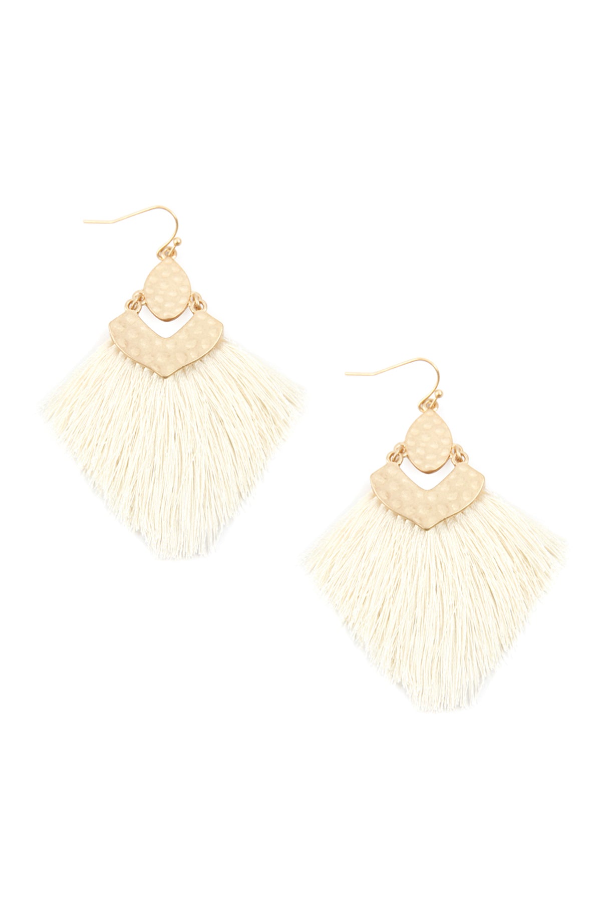Ivory Fringe Tassel Drop Earrings