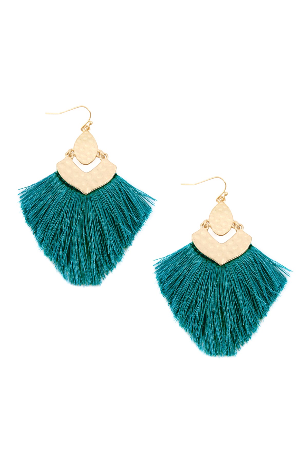 Teal Fringe Tassel Drop Earring