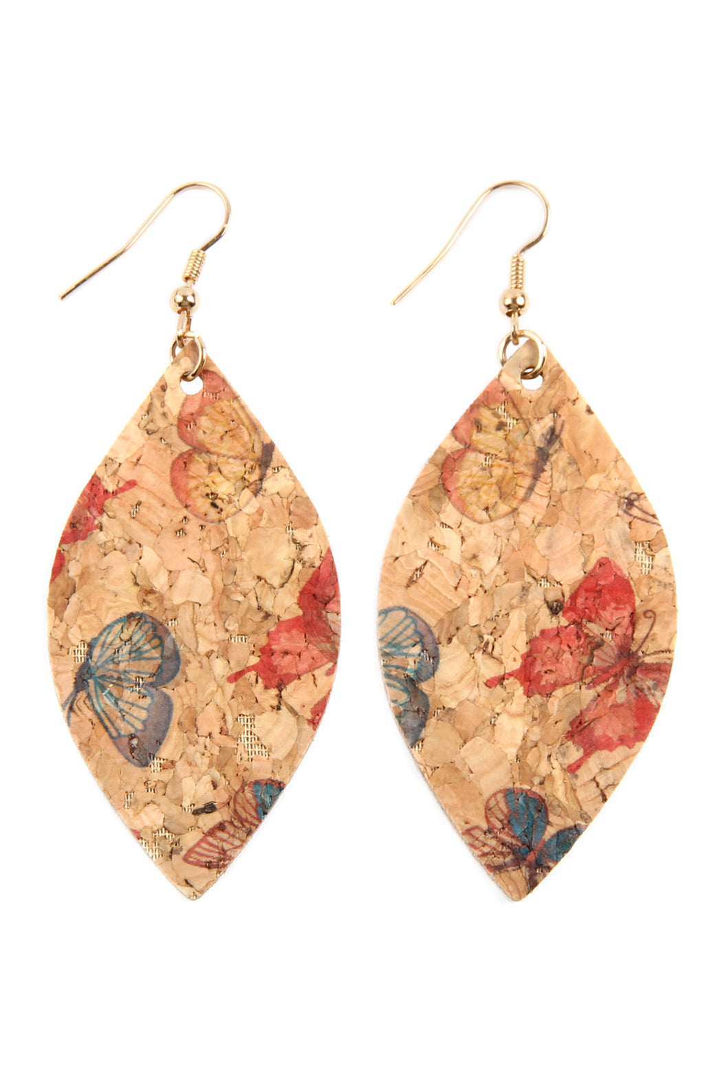 Blue Butterfly Print Cork Mar2uise Earrings /6Pairs