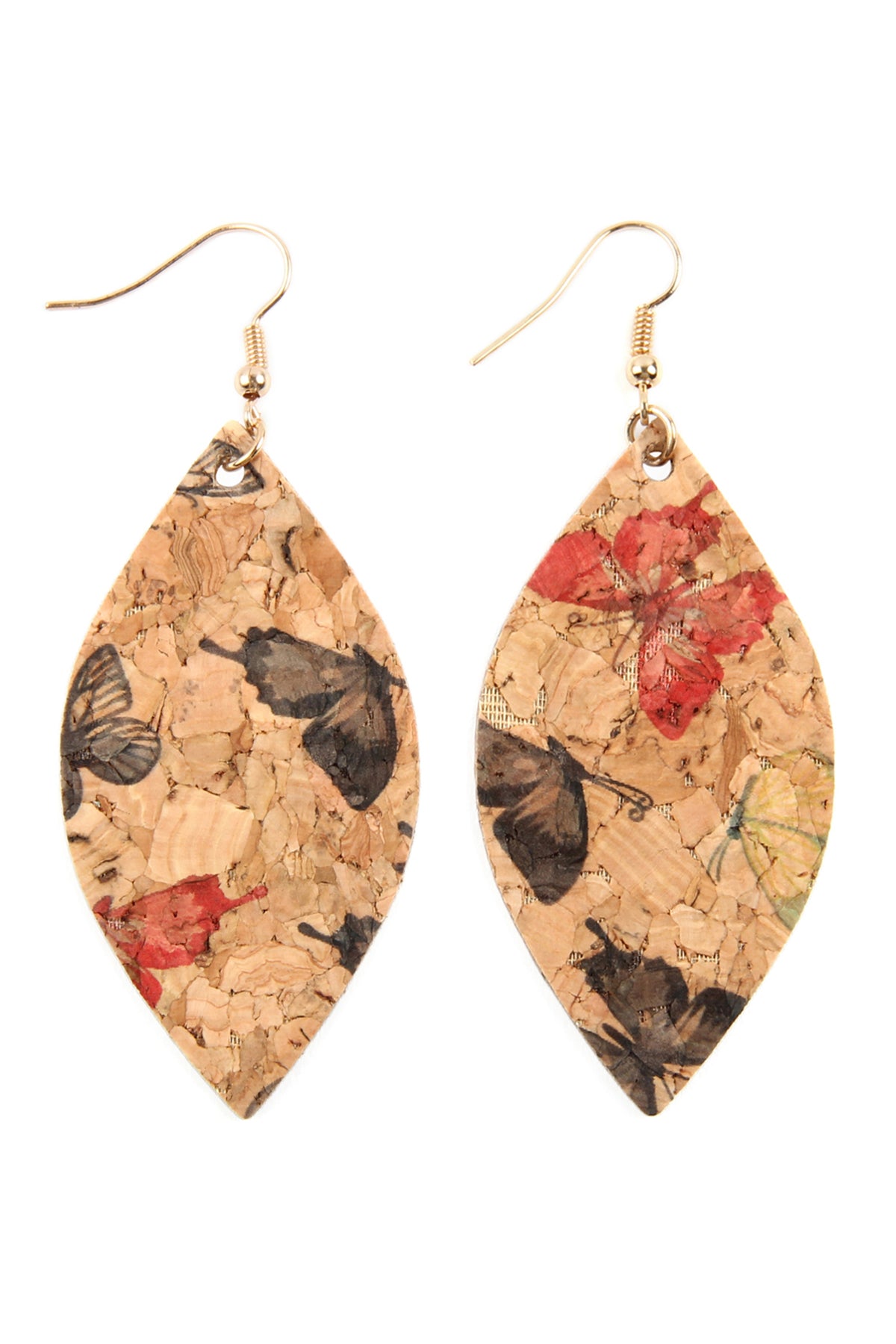 Navy Butterfly Print Cork Mar2uise Earrings /6 Pairs