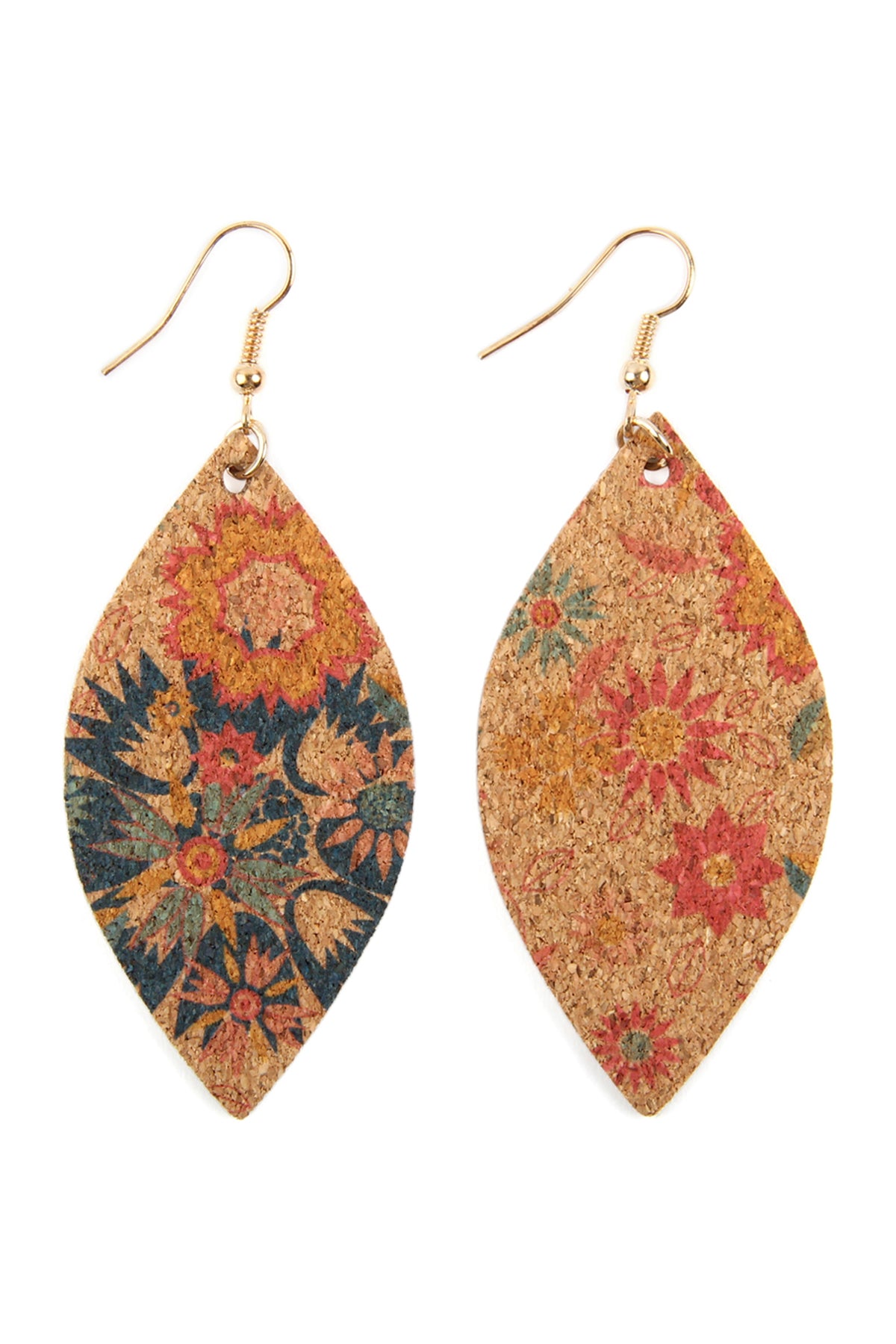 Ivory Style 1 Flower Print Cork Mar2uise Earrings