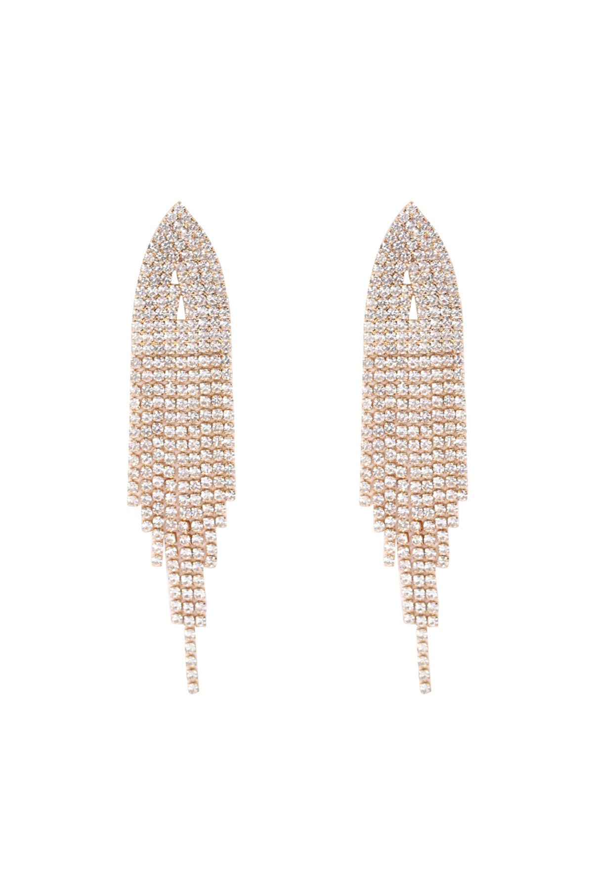 Gold Bridal Rhinestone Long Tassel Earrings