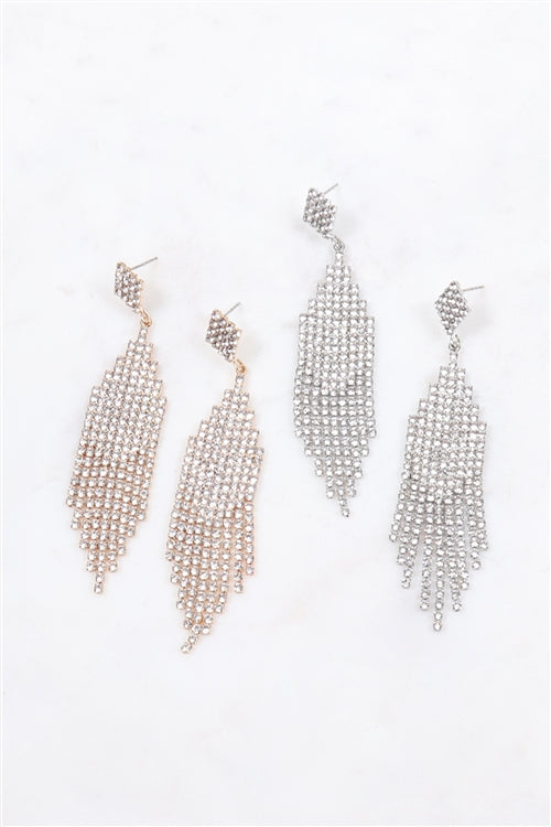 Gold Bridal Rhinestone Post Dangling Earring