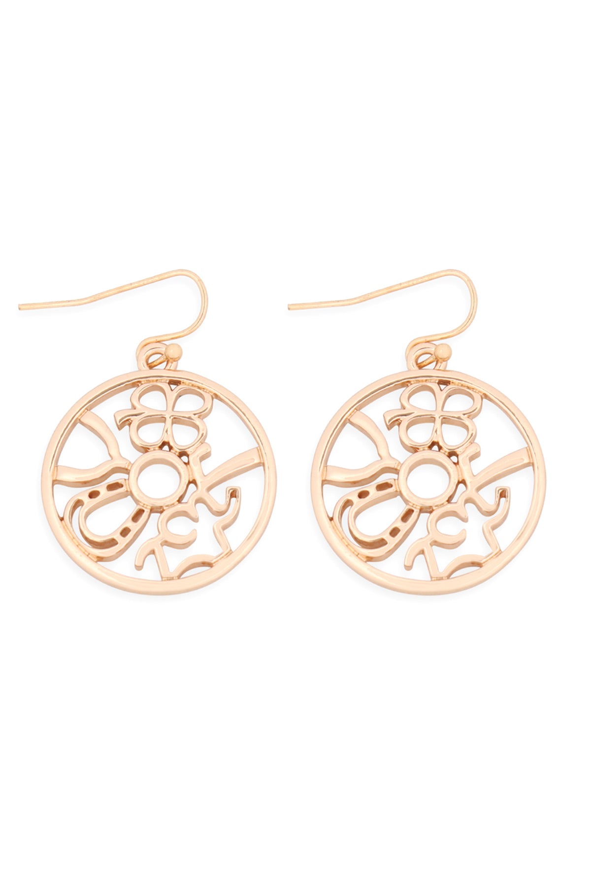Gold Round Cast Dangle Hook Earrings