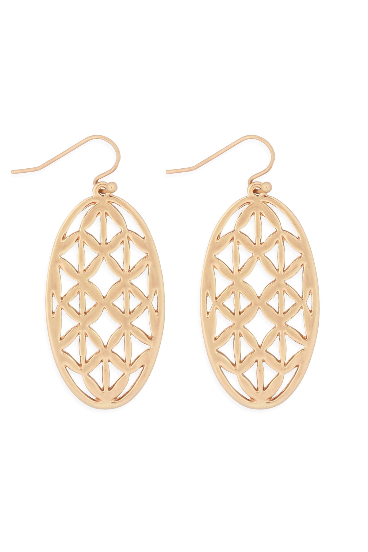 Oval Filigree Drop Earrings Gold