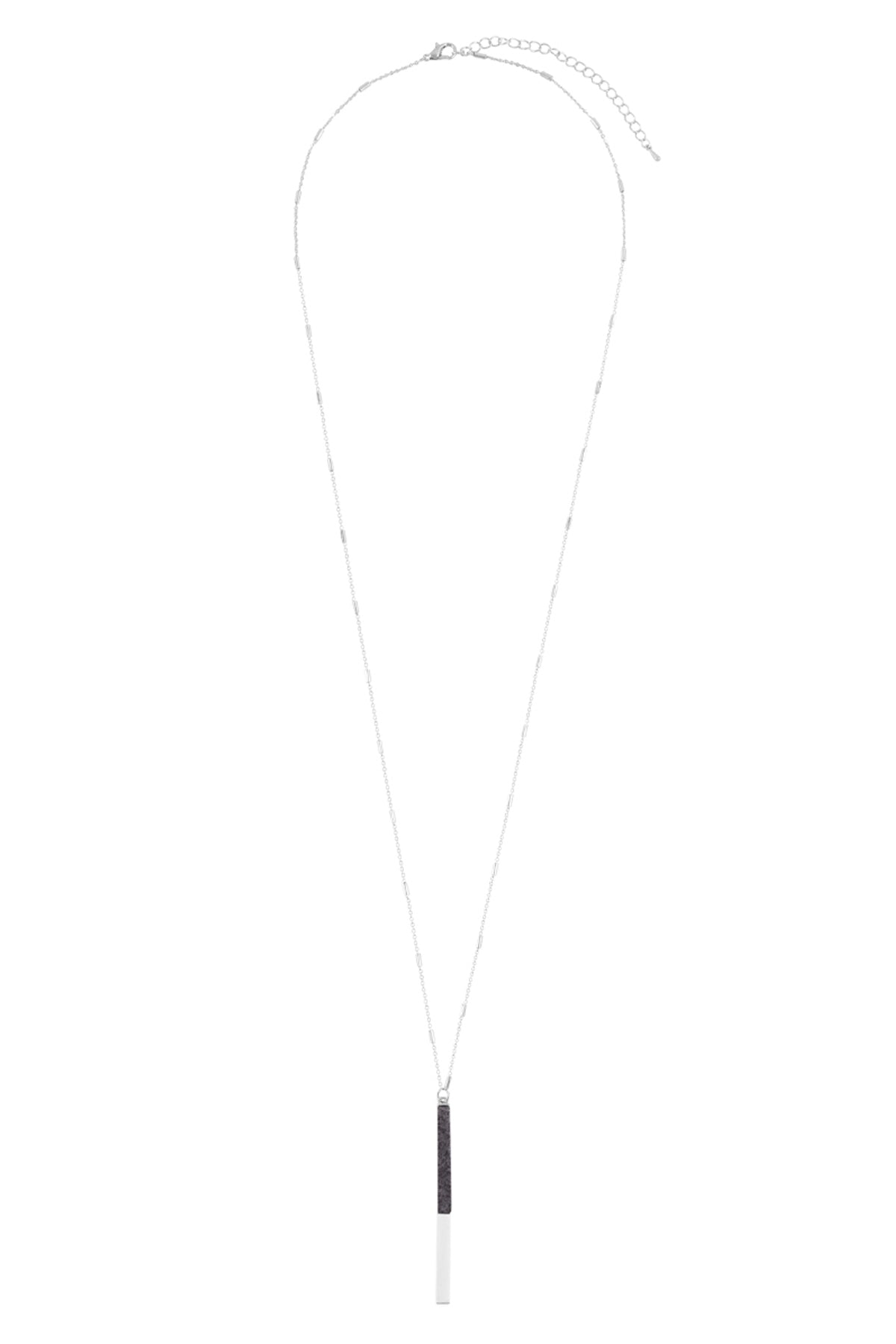 Bar Metal w/ Natural Stone Pendant Necklace