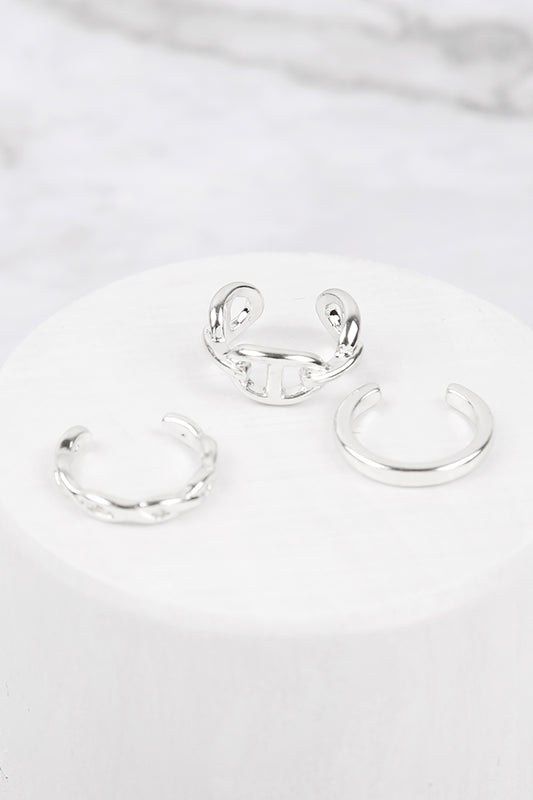 Chain Set No Piercing Ear Cuff Silver