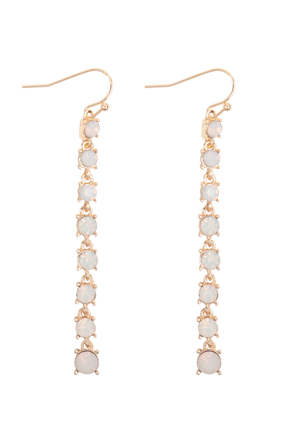 Rhinestone Linear Drop Hook Earrings Clear