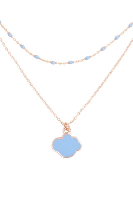 Cloud Color Pendant Layered Brass Necklace