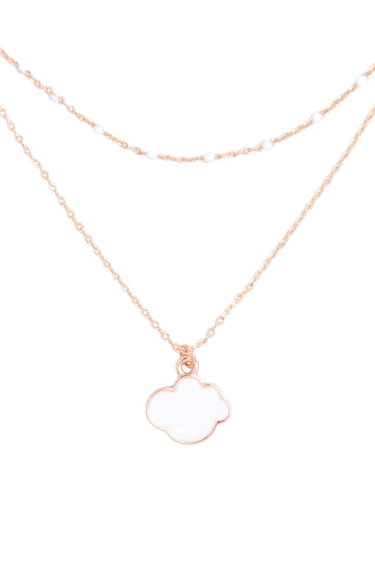Cloud Color Pendant Layered Brass Necklace