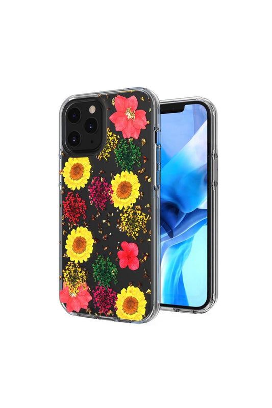 For iPhone 12 Pro Max 6.7 Floral Glitter Design Case Cover