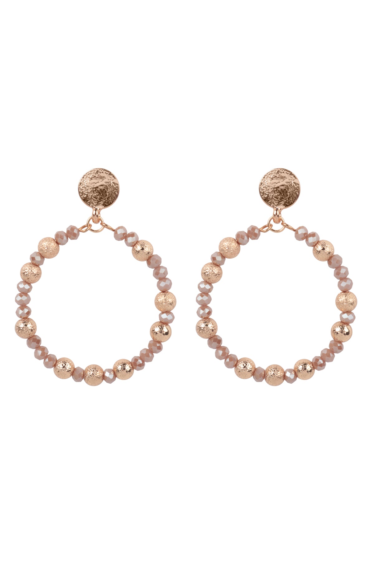 Rondelle Beads Round Post Earrings Rose
