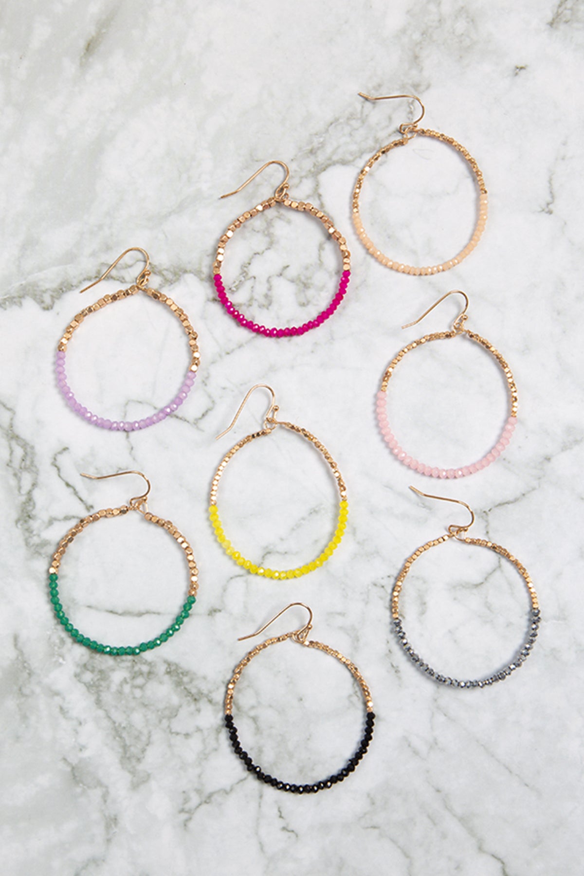 Half Ccb Half Rondelle Beads Circle Fish Hook Earrings