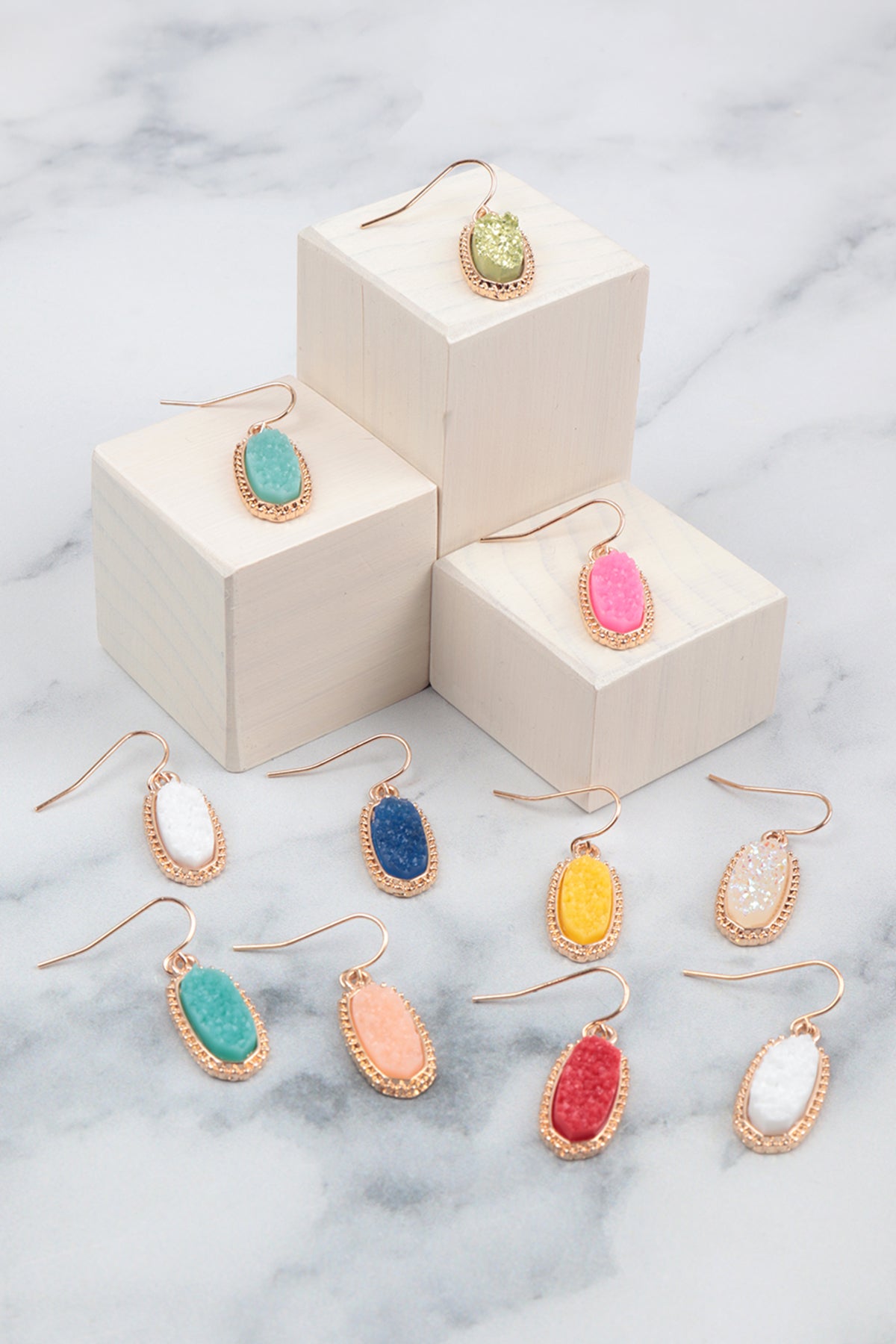 Druzy Stone Oval Earrings