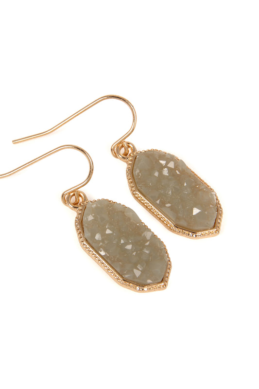 Gray Druzy Drop Earrings