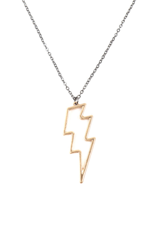 Open Lightning Wire Pendant Neckkace Earrings Set