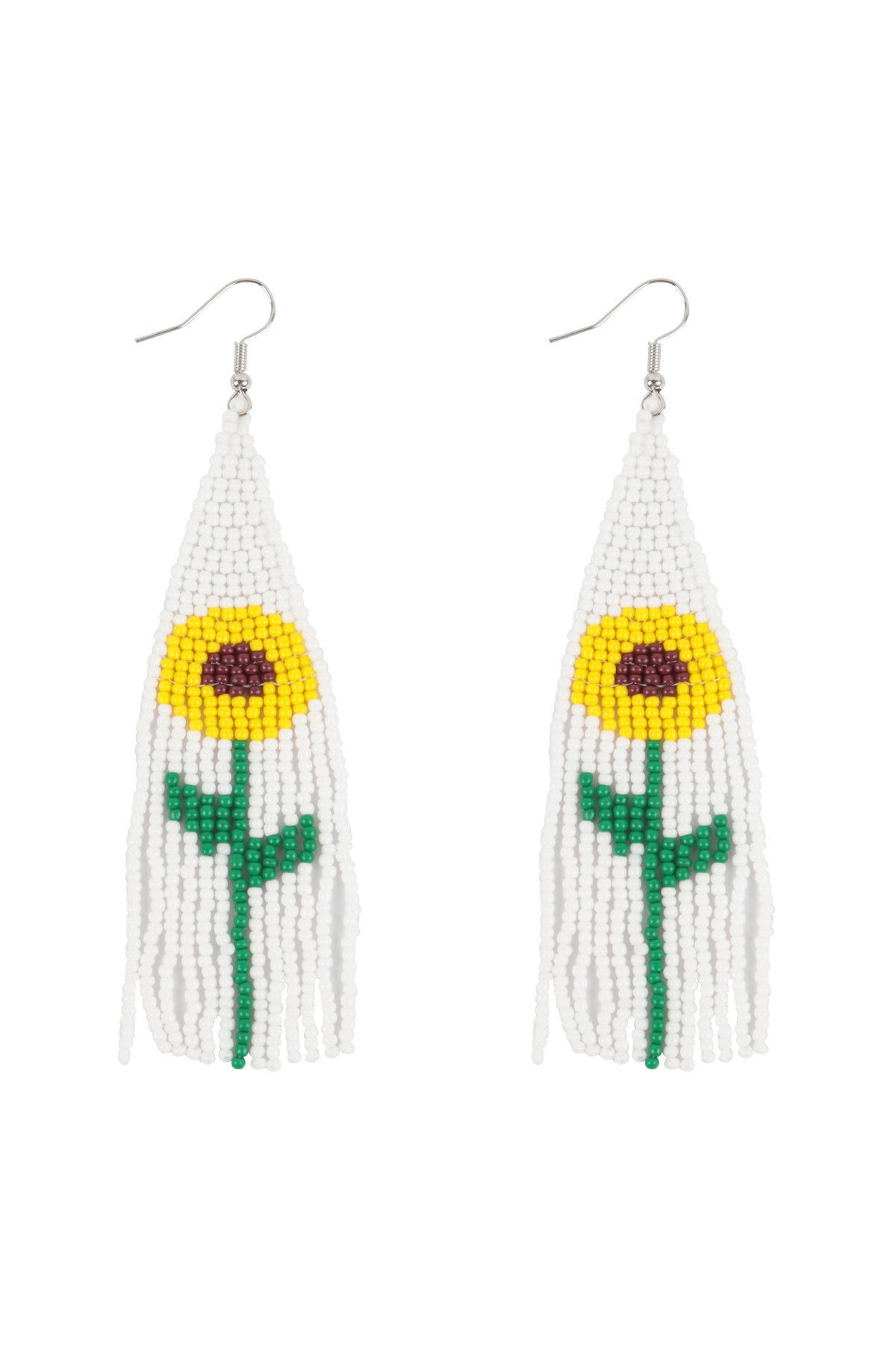 Summer Sunflower Seed Beads Fringe Fish Hook Boho Earrings Multicolor