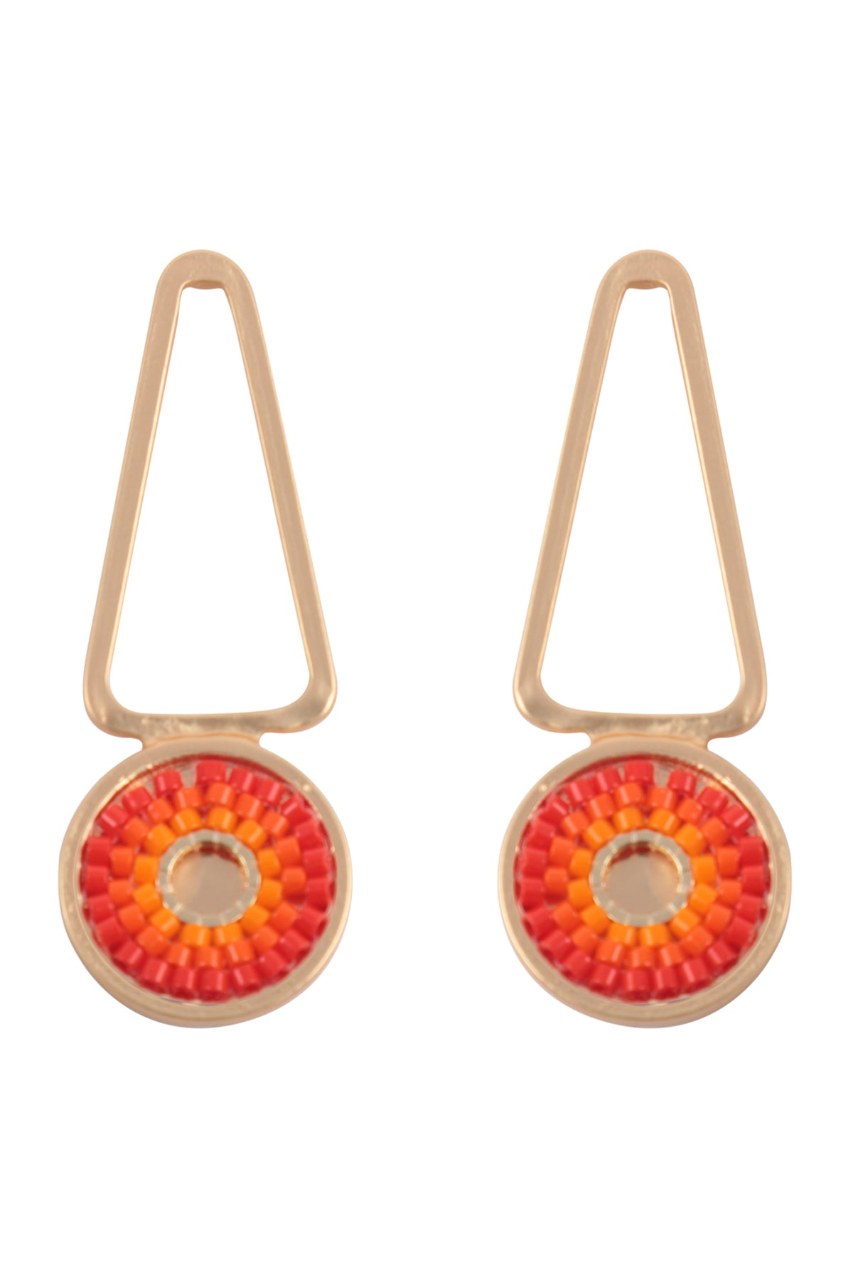 Geometric Seed Beads Drop Earrings Coral