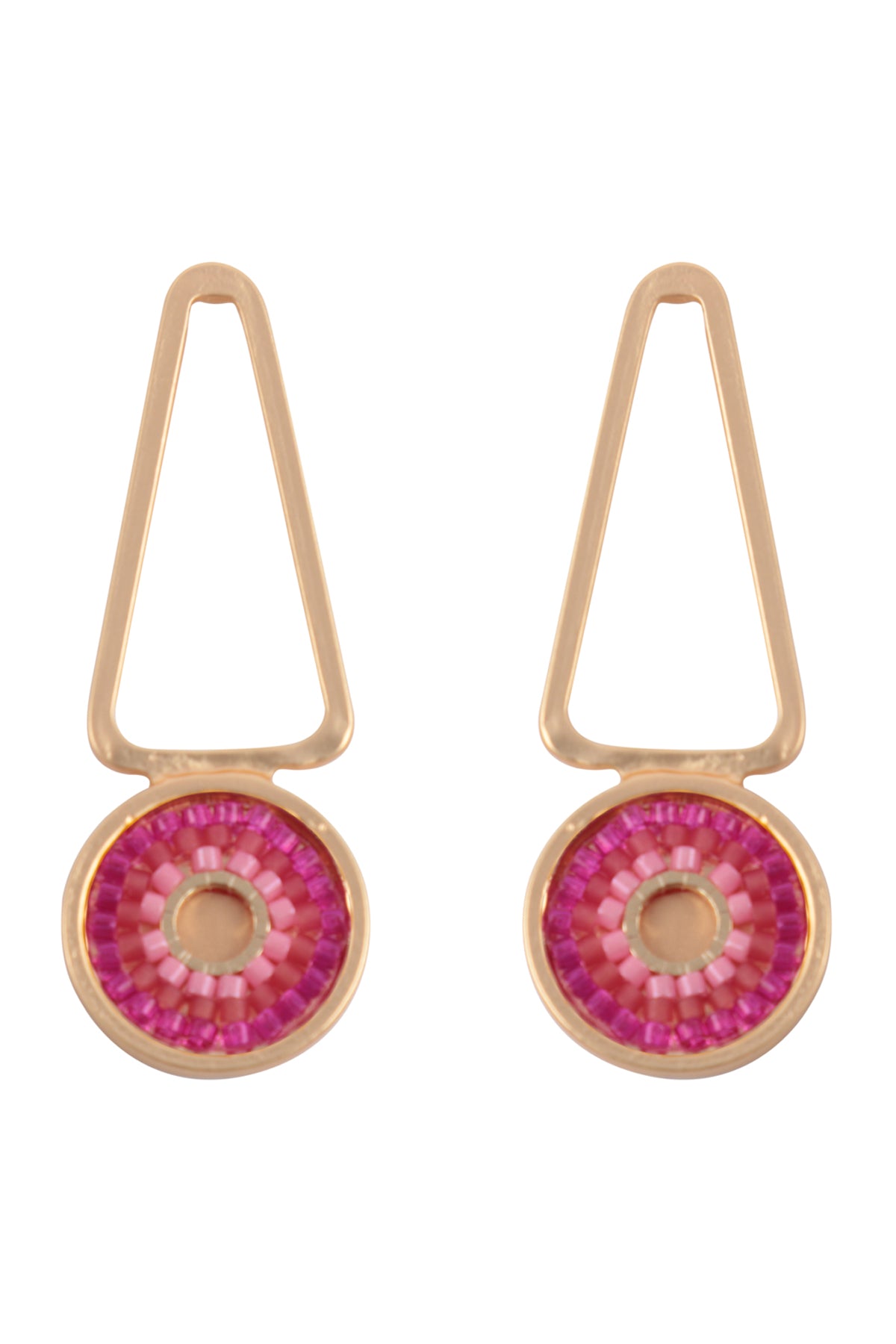 Geometric Seed Beads Drop Earrings Fuchsia
