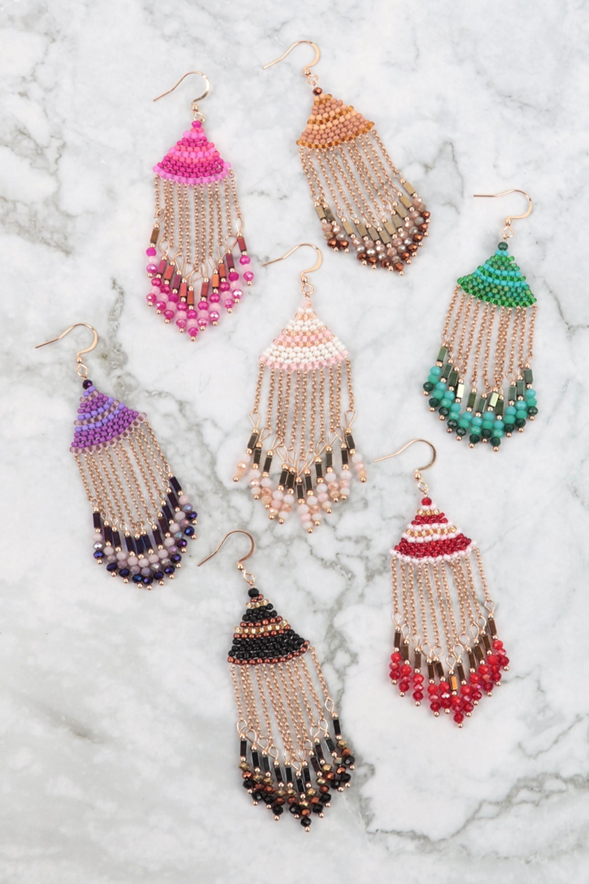 Boho Chain Fringe Drop Hook Earrings