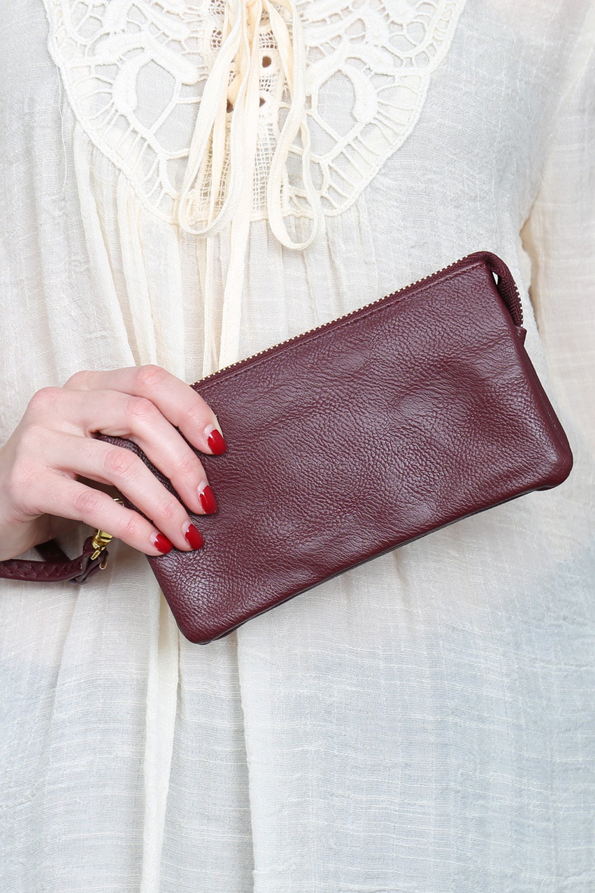 Leather Wallet with Detachable Wristlet