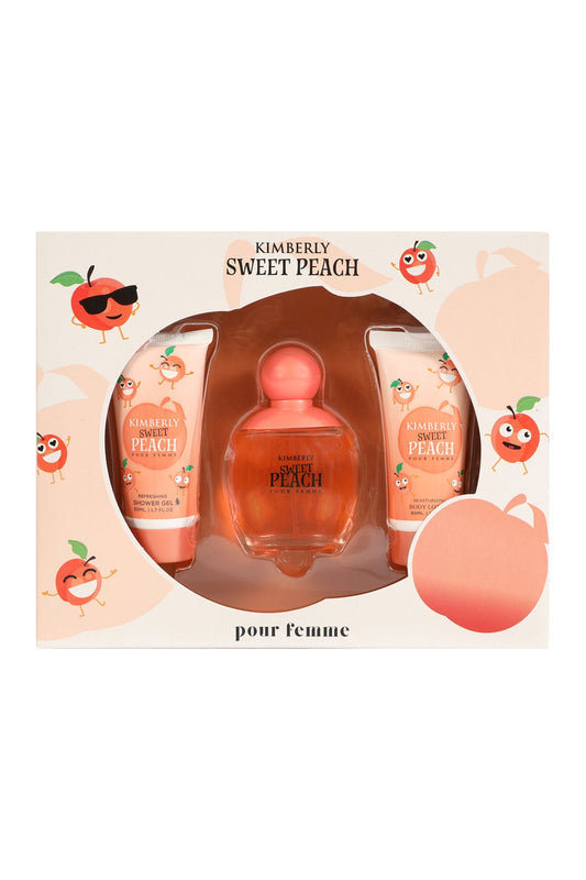 KIMBERLY SWEET PEACH SHOWER GEL, SPRAY PERFUME EAU DE PARFUM, BODY LOTION FOR WOMEN 50ML/1.7FL.OZ/3 GIFT SET