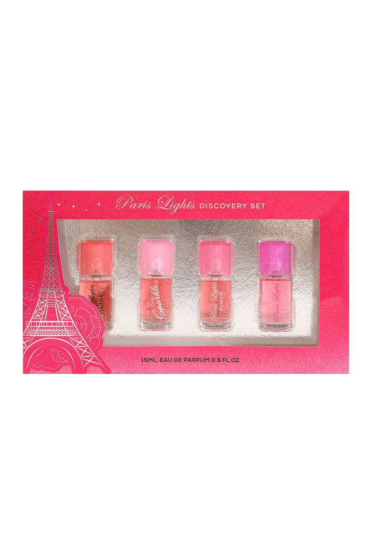 PARIS LIGHTS DISCOVERY ROSE, SPARKLE, PLATINUM, LIGHT SPRAY PERFUME EAU DE PARFUM FOR W0OMEN -15ML/0.5FL.OZ./3 GIFT SET