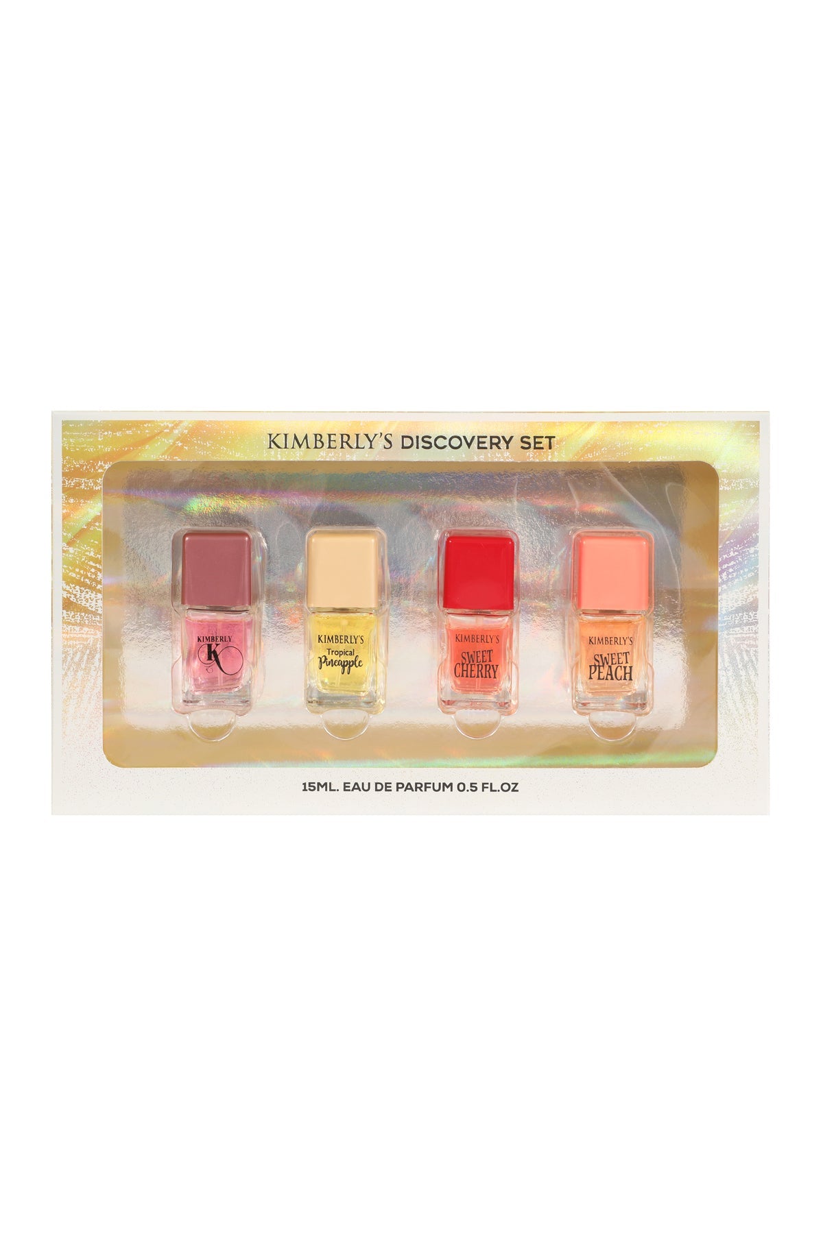 KIMBERLY DISCOVERY TROPICAL PINEAPPLE, SWEET CHERRY, SWEET PEACH, K SPRAY PERFUME EAU DE PARFUM FOR WOMEN -15ML/0.5FL.OZ./3 GIFT SET