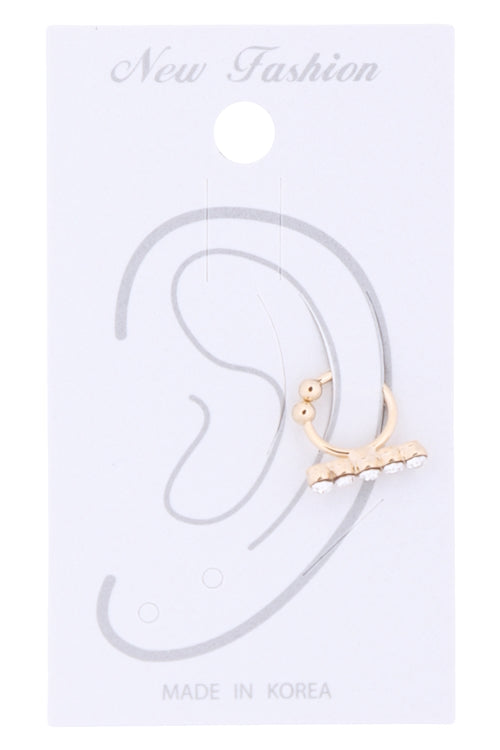 Huggie With A Row Cubic Zirconia Earrings Silver