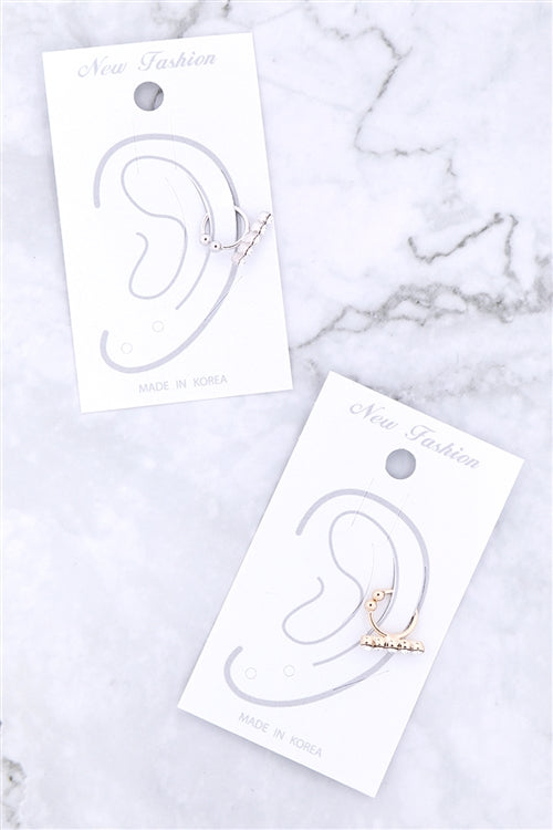Huggie With A Row Cubic Zirconia Earrings Silver
