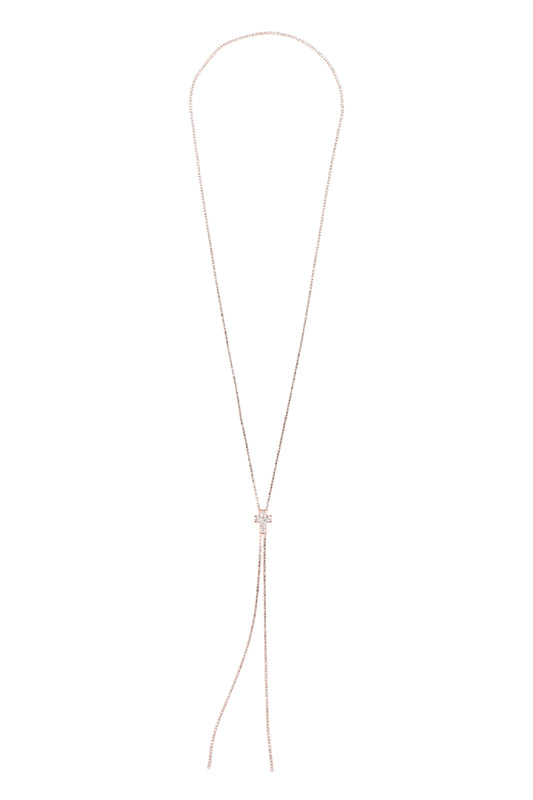 Rhinestone 4 7" Cross Slider Necklace