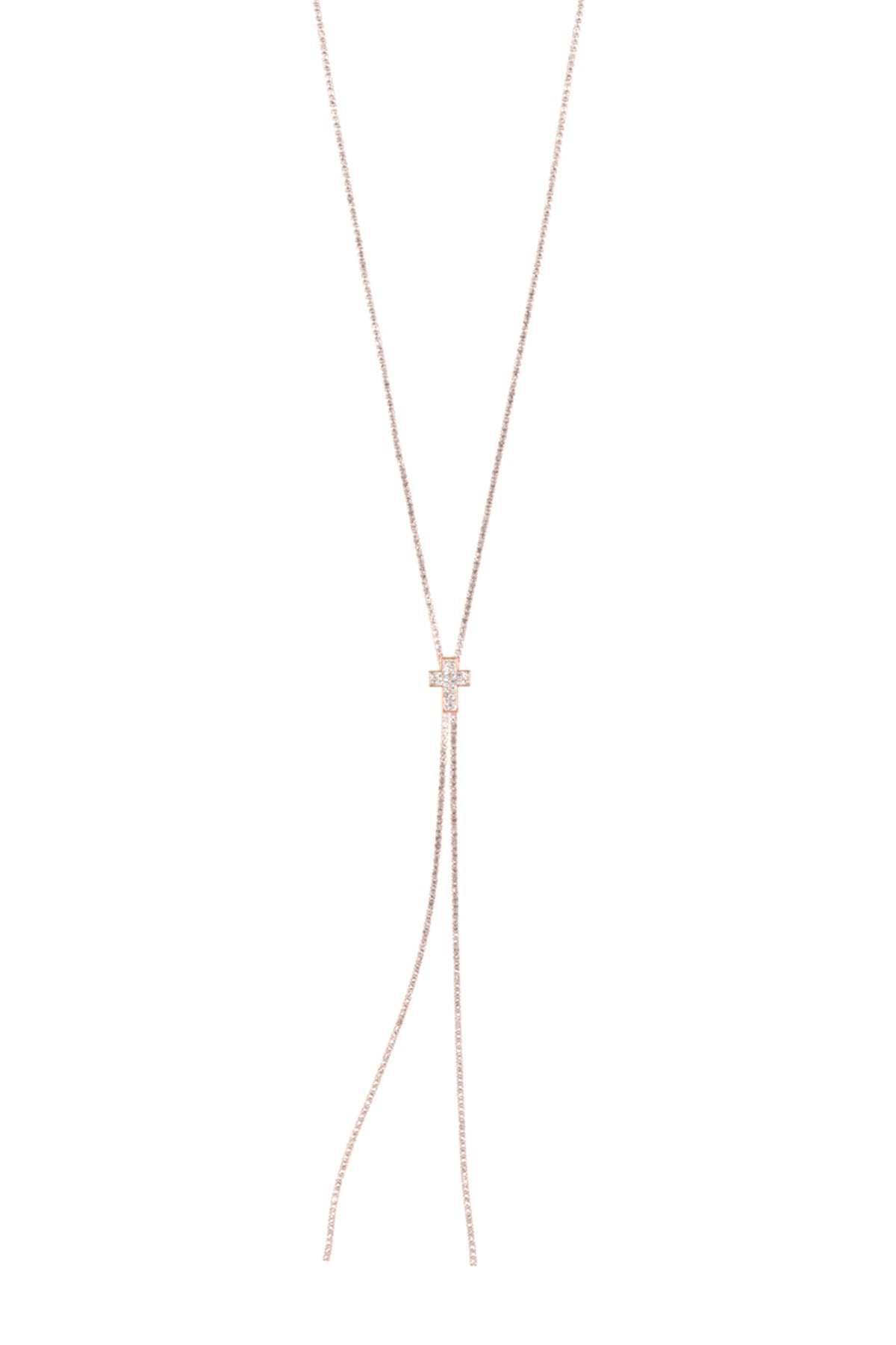 Rhinestone 4 7" Cross Slider Necklace
