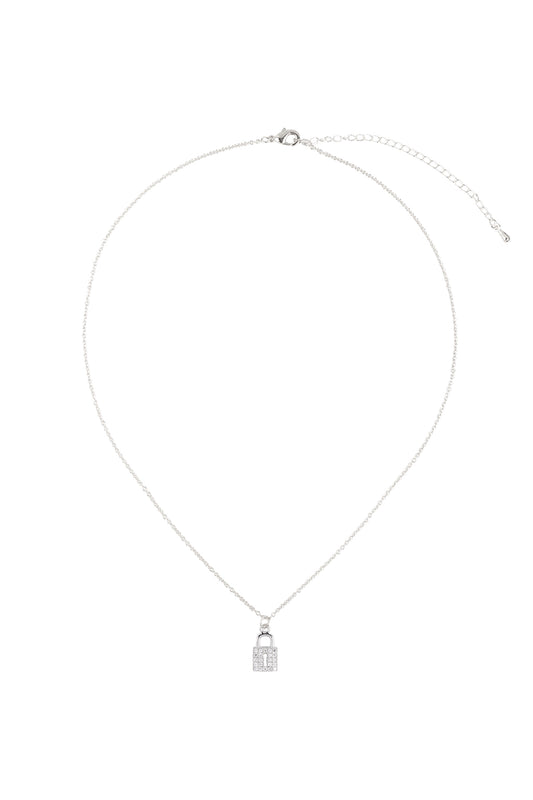 Cubic Zirconia Daity Lock Pendant Necklace