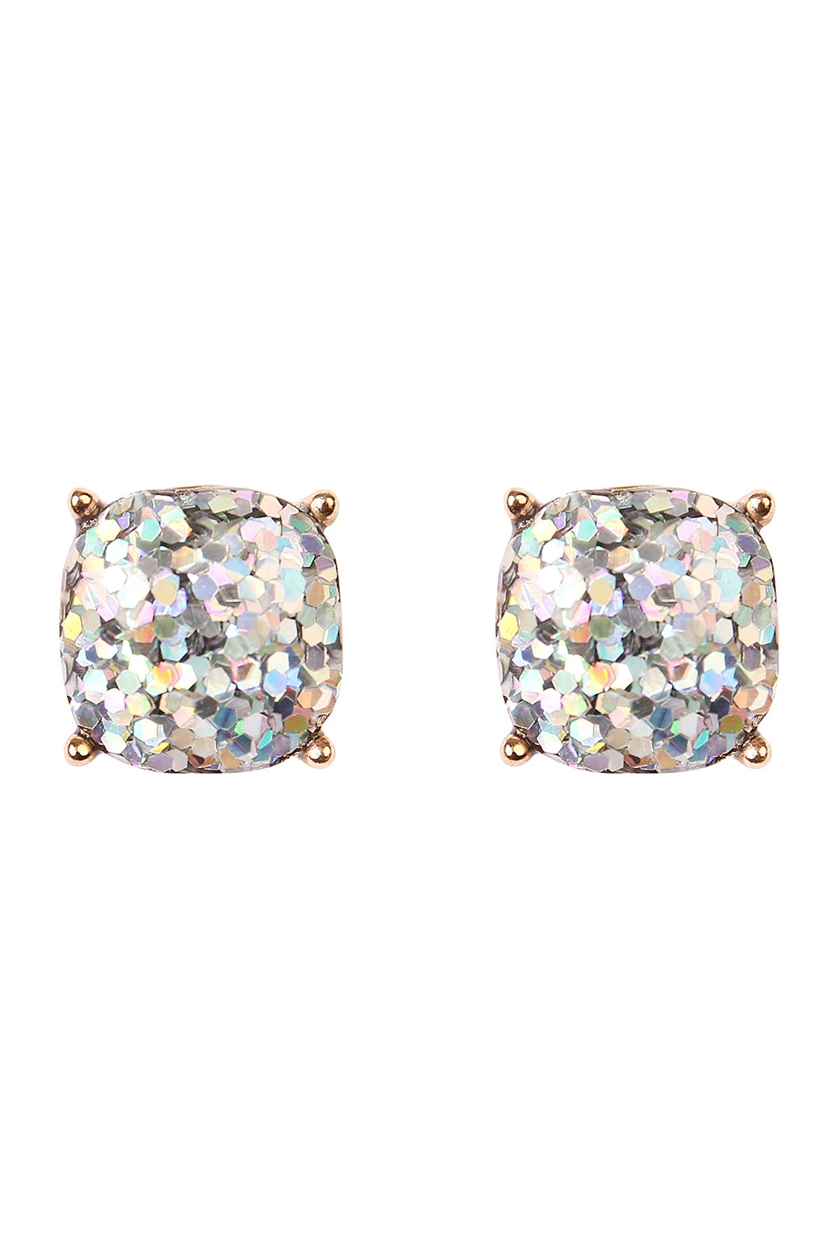 Gold Cushion Glitter Earrings