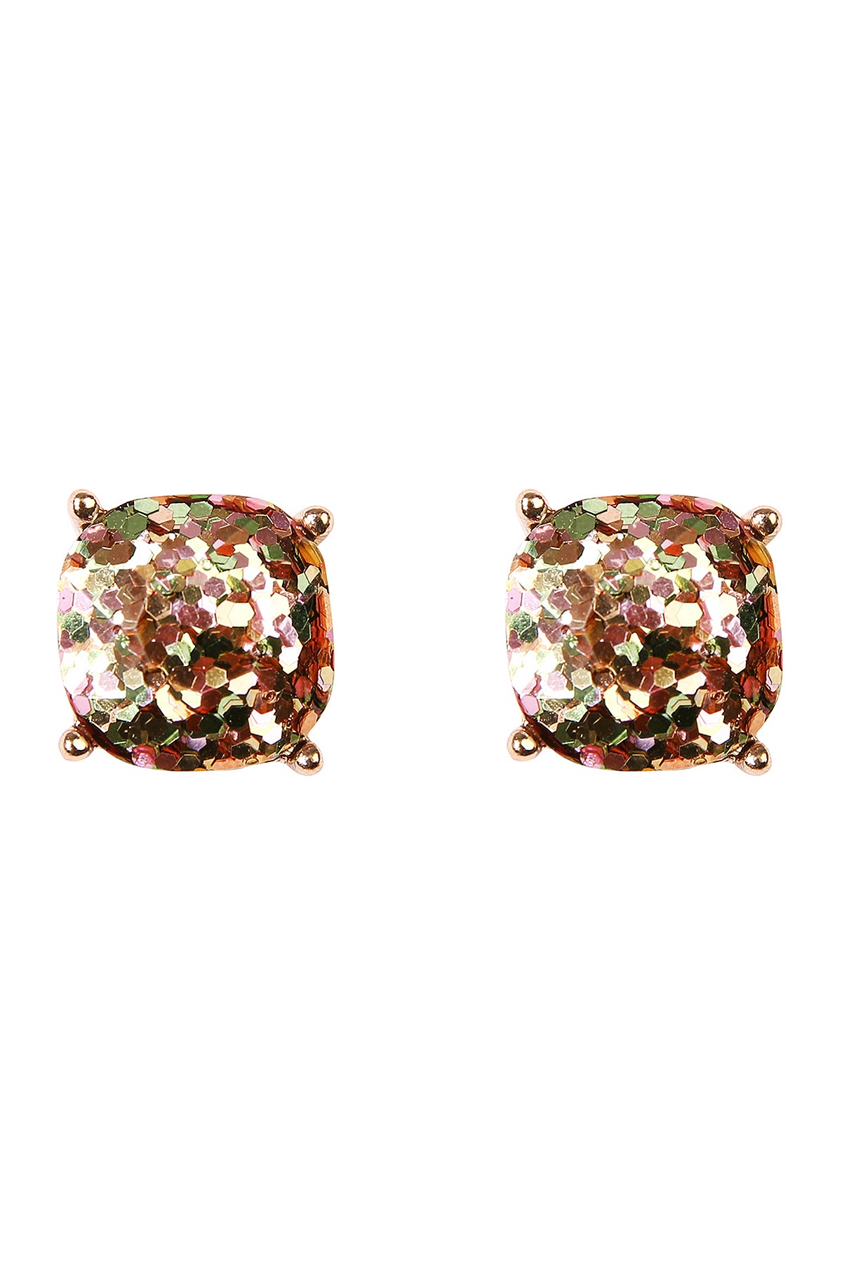 Gold Cushion Glitter Earrings