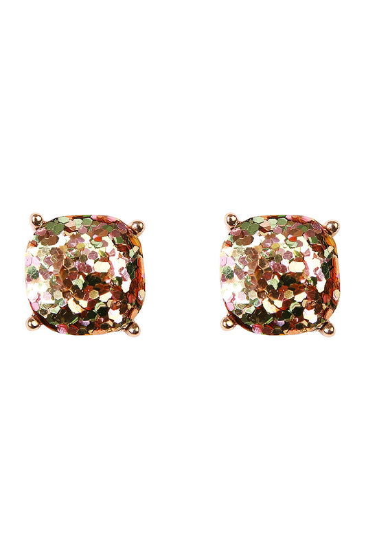 Gold Cushion Glitter Earrings