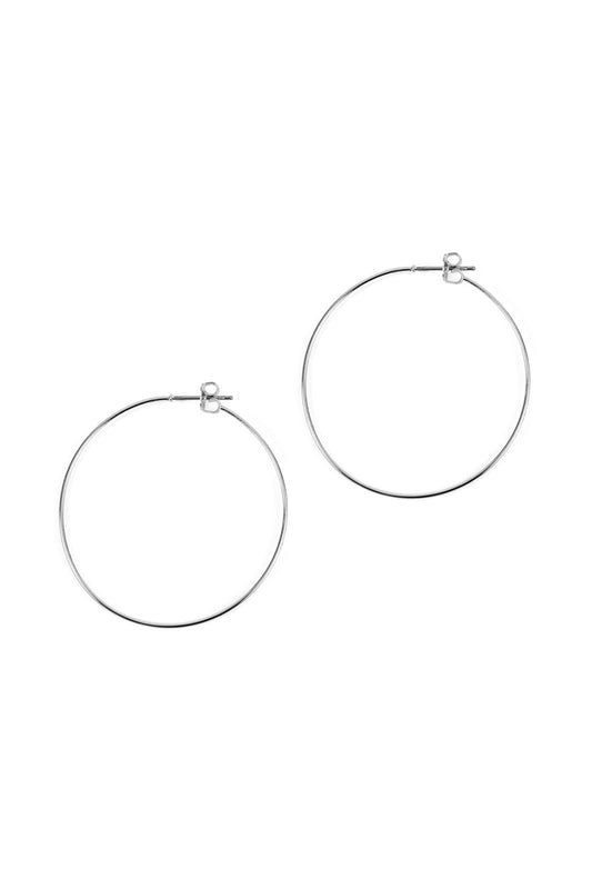 40MM Wire Hoop Earrings Matte Silver