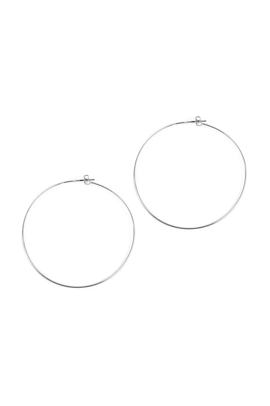 60MM Wire Hoop Earrings Matte Silver
